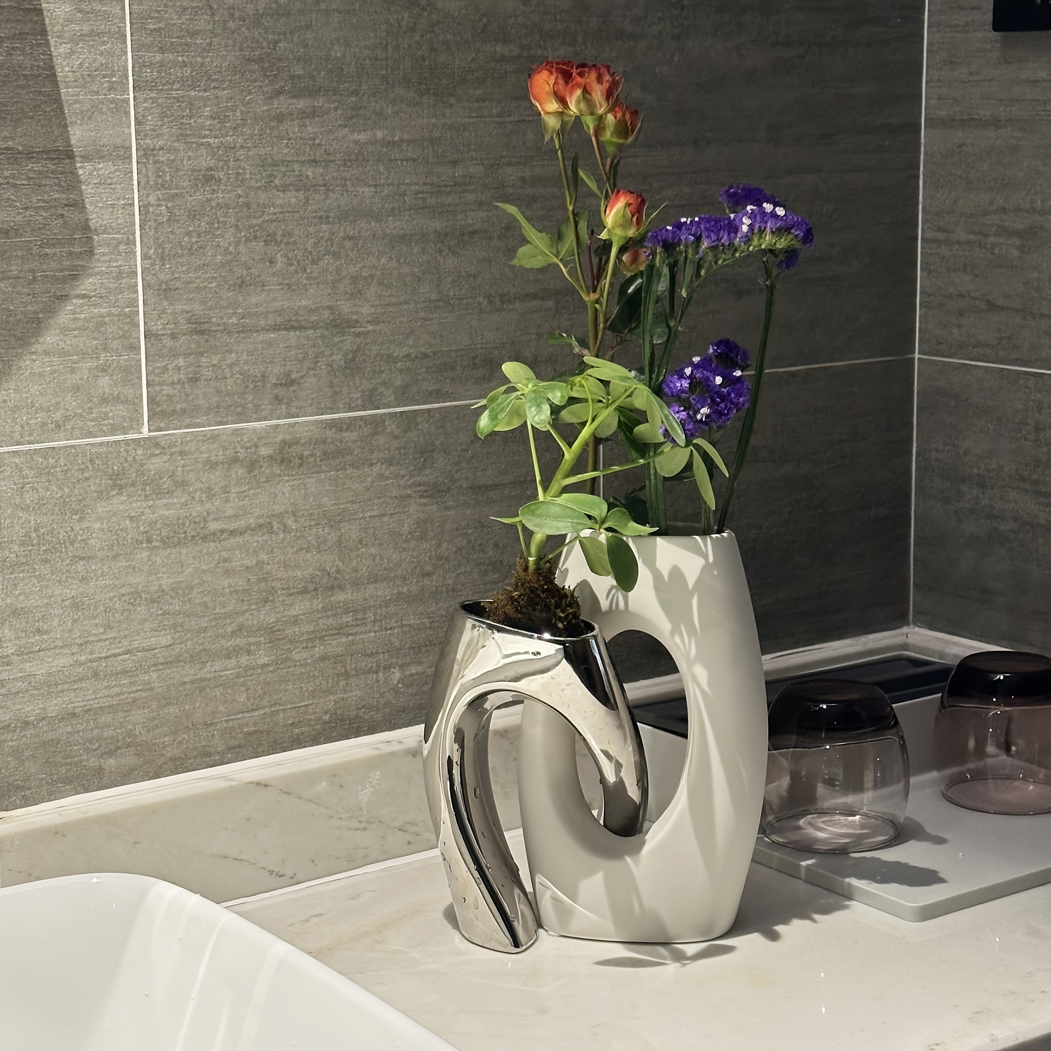 Ensemble de 2 Vases en Céramique Unique