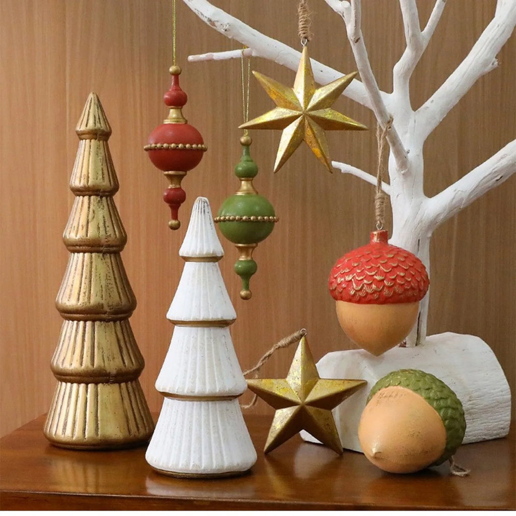 Ornement Sapin Doré en Bois